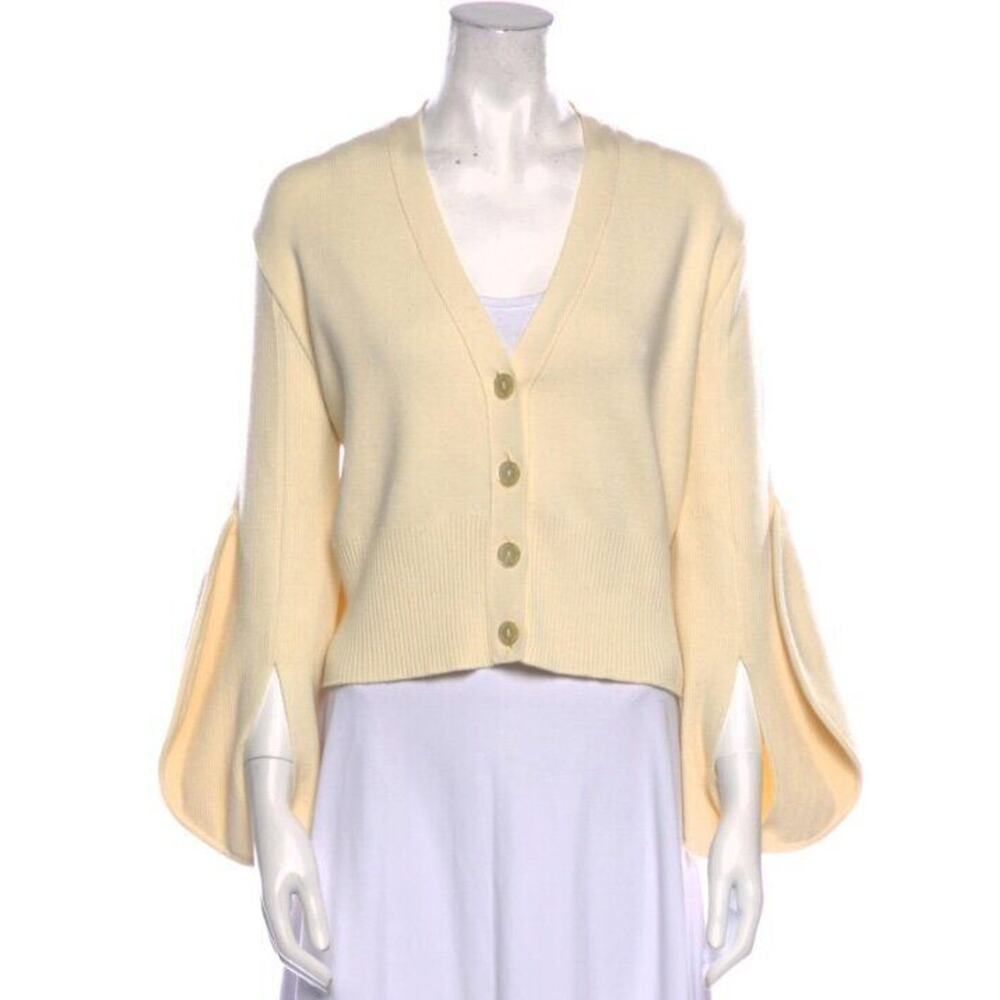 AKIRANAKA Sz 3 M L Ivory Cream Cardigan Sweater Wool Blend Japan